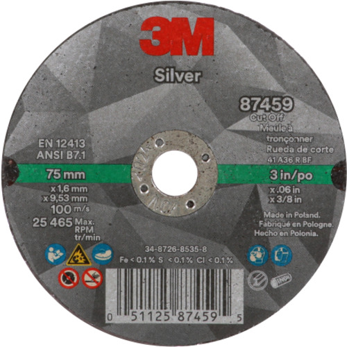 3M Silver Cut-Off Wheel 87459 T1 3″ x .060″ × 3/8″
