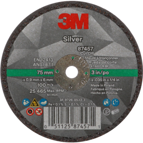 3M Silver Cut-Off Wheel 87457 T1 3″ x .035″ × 1/4″